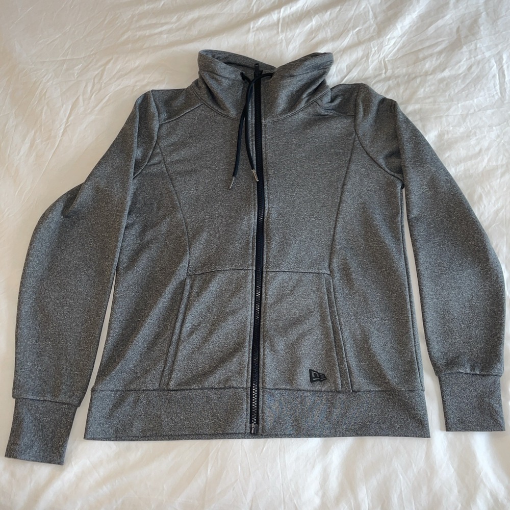 New Era Grey Zip-Up‎ Hoodie with Adjustable Drawstring Sz S